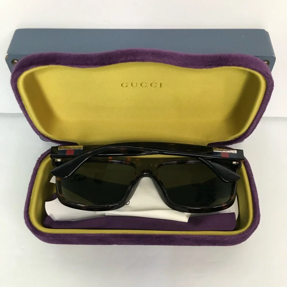 New Authentic GUCCI GG0748S 003 Tortoise Green Sunglasses